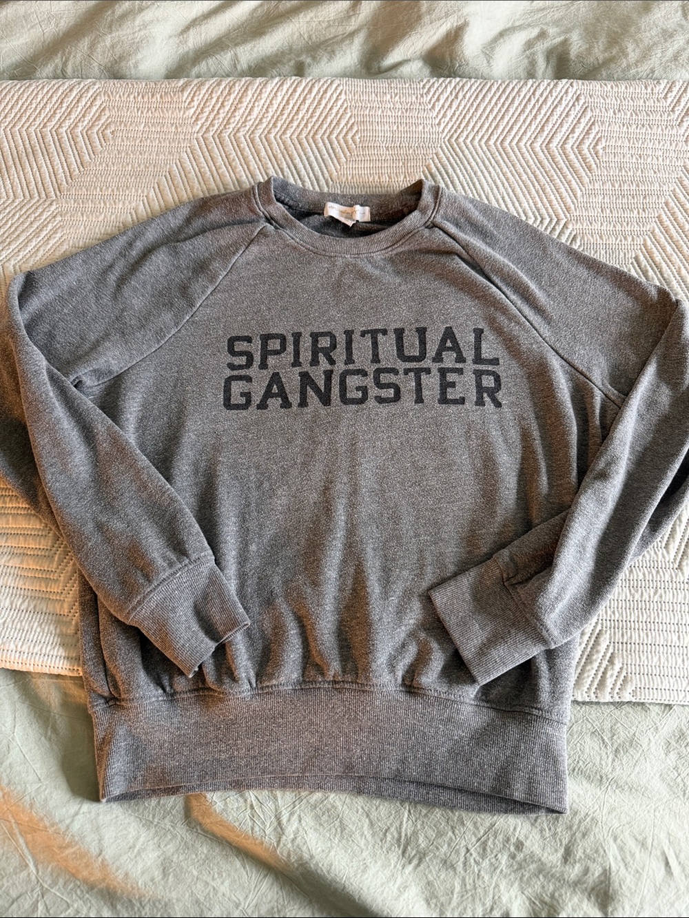 Spiritual Gangster Dark Gray Crewneck Sweatshirt with Chest Logo